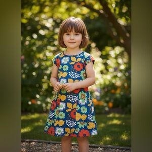 Girls cotton Marimekko for target Floral Patterned Dress approximately 5 to 7 y
